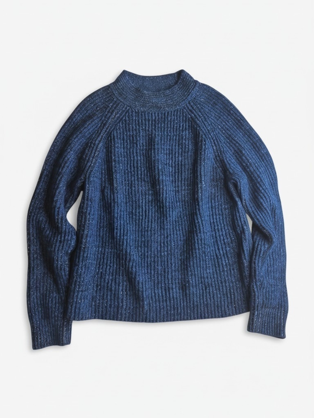 Banana Republic Men's Mock Neck Pullover Sweater Blue Knit Solid L Regular